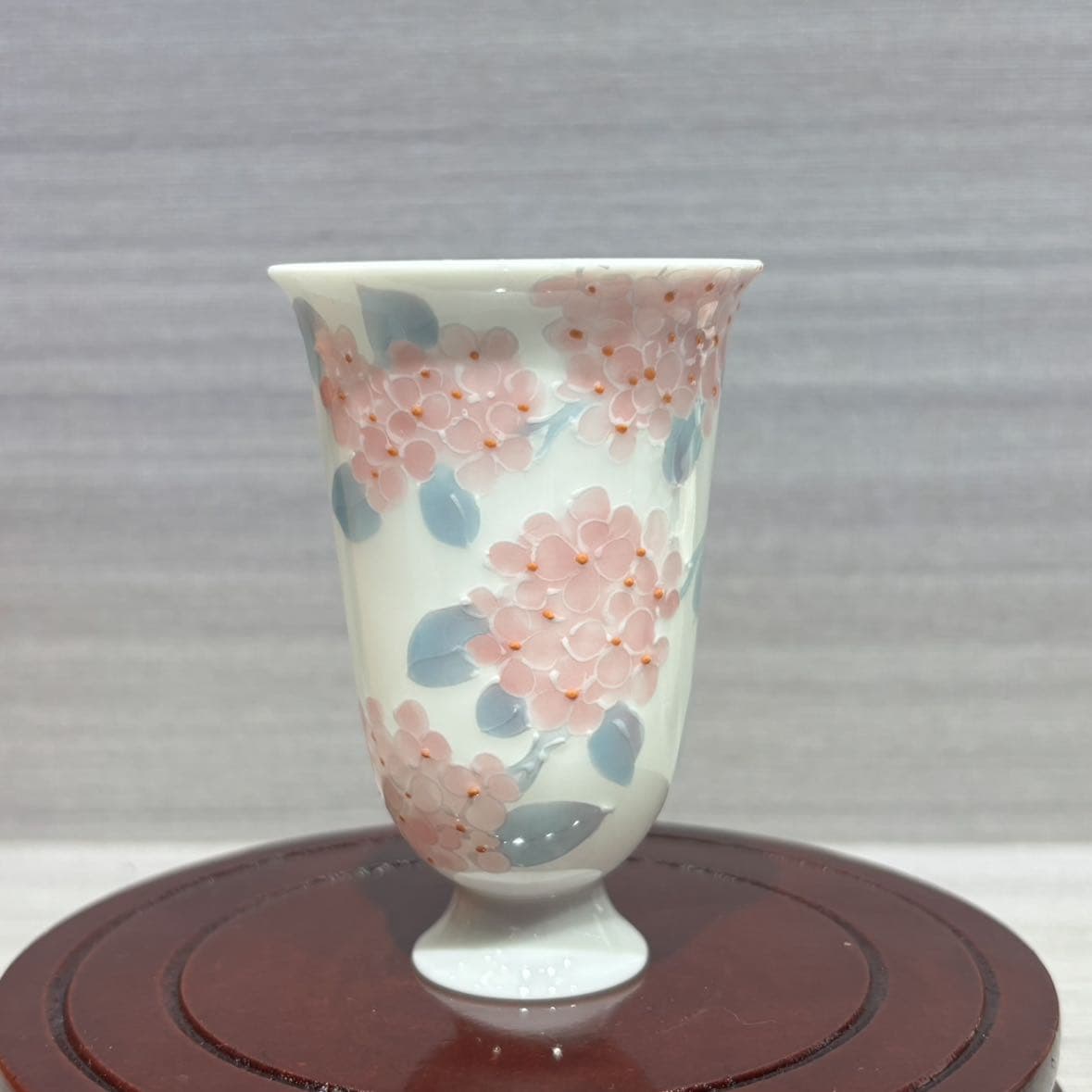 Pink Hydrangea Hand-Painted Tea Cup