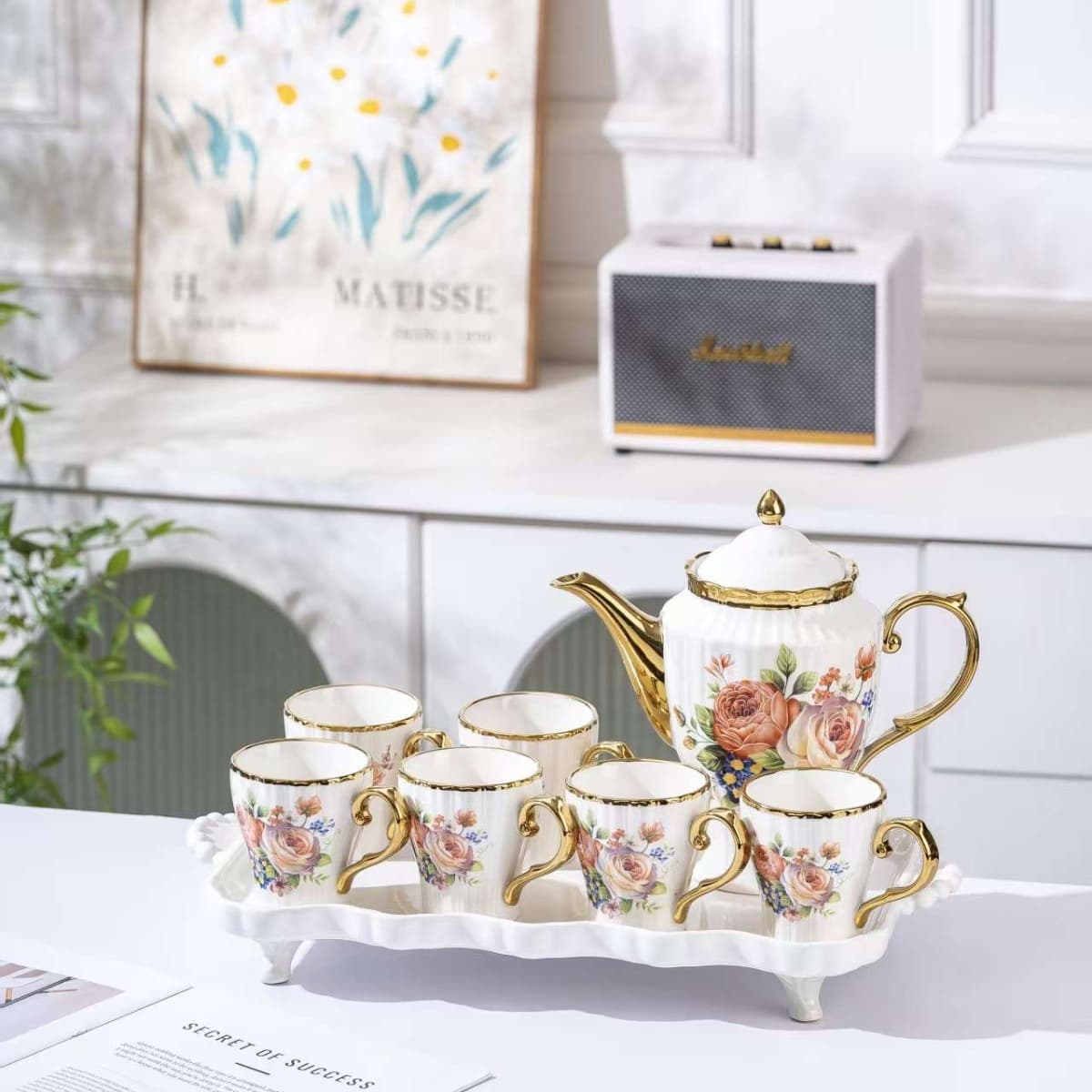 Rose Bouquet Ceramic Tea Service Set detail 4