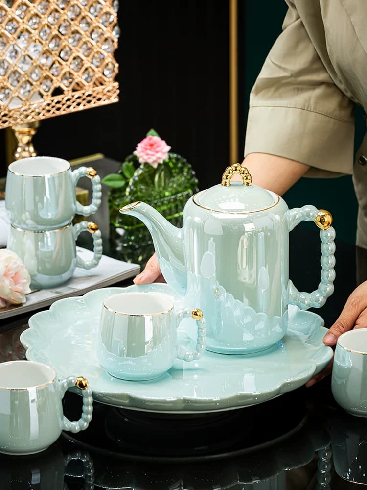 Pearl Blue Ceramic Pitcher Set