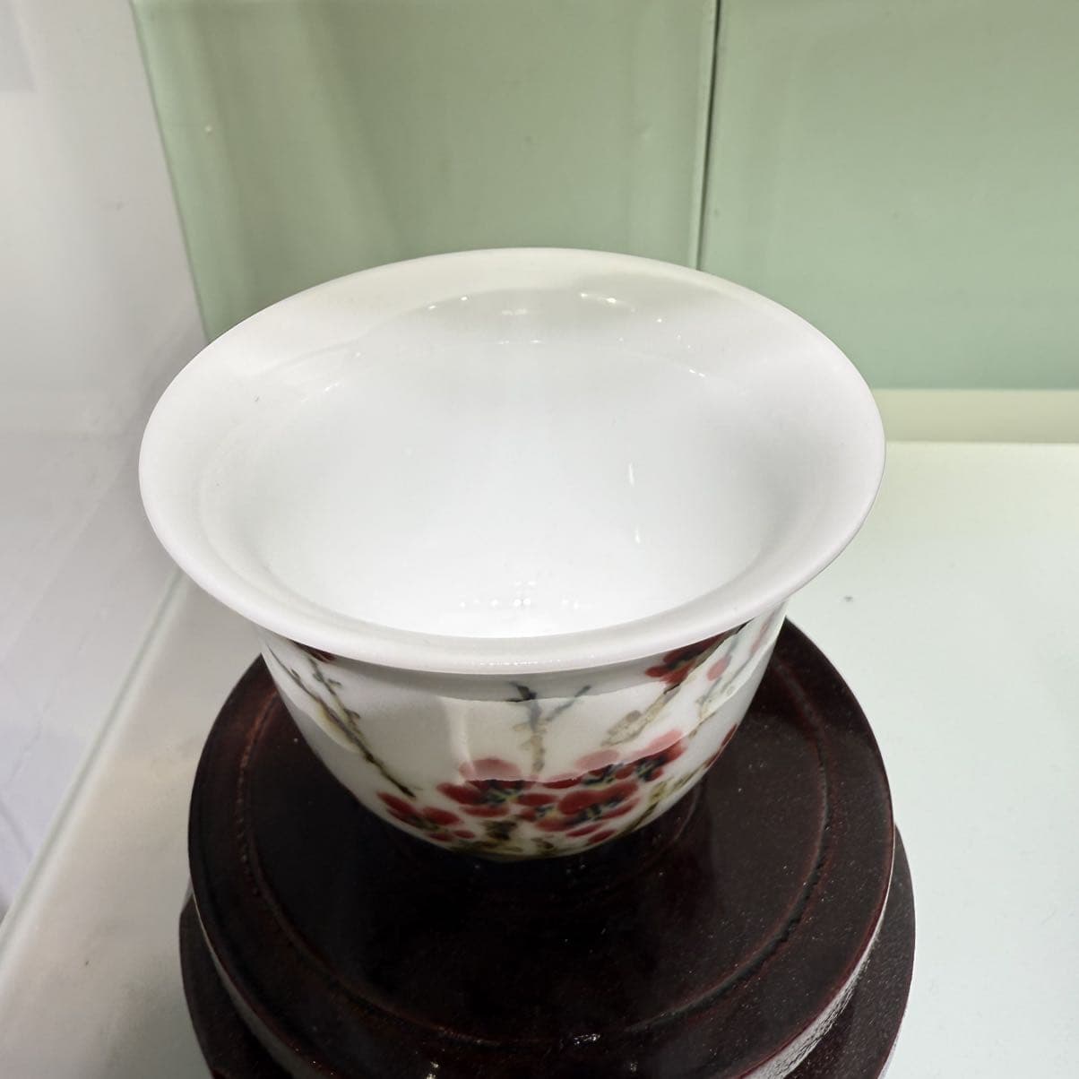Red Plum Hand-Painted Tea Cup detail 2