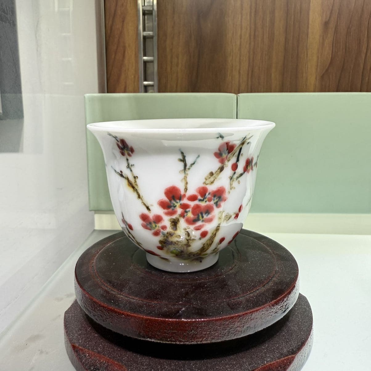 Red Plum Hand-Painted Tea Cup