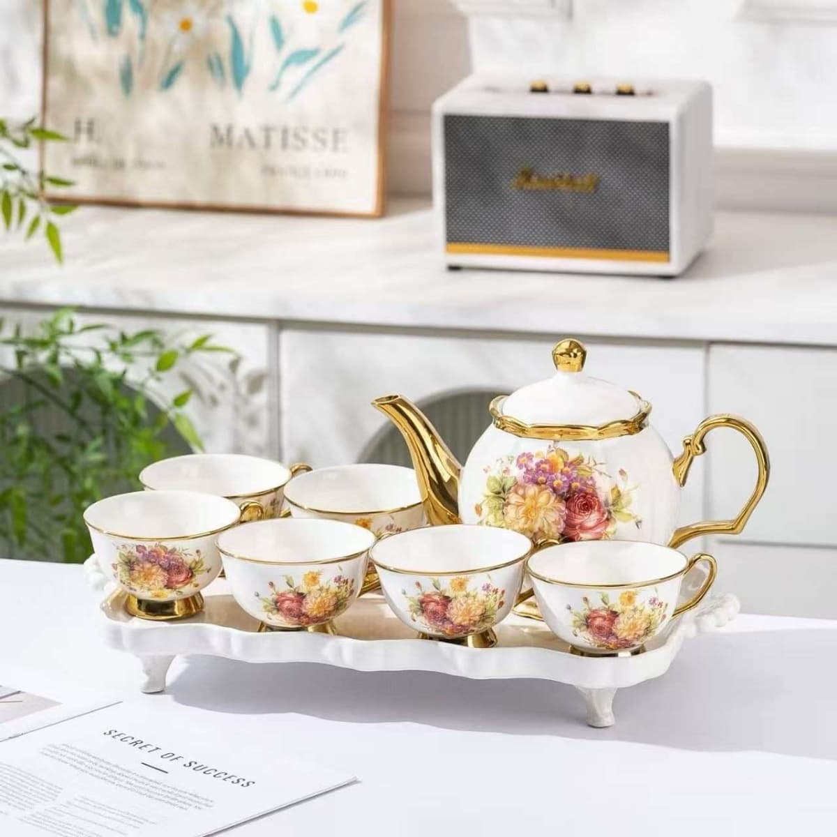 Rose Bouquet Ceramic Tea Service Set
